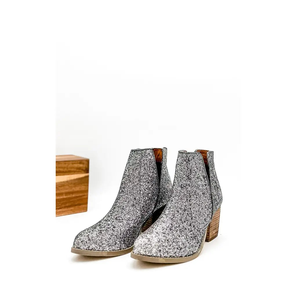 Fiera Booties in Pewter Glitter