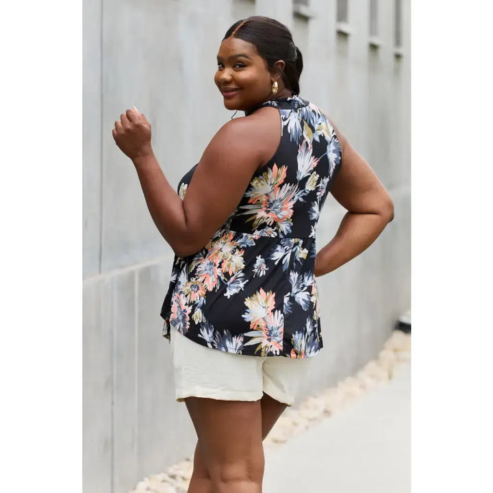 Floral Halter Top in Black