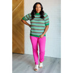 Shop our striped knit top in plus and standard sizes SM-3XL. High stretch sweater with flattering fit vibrant color