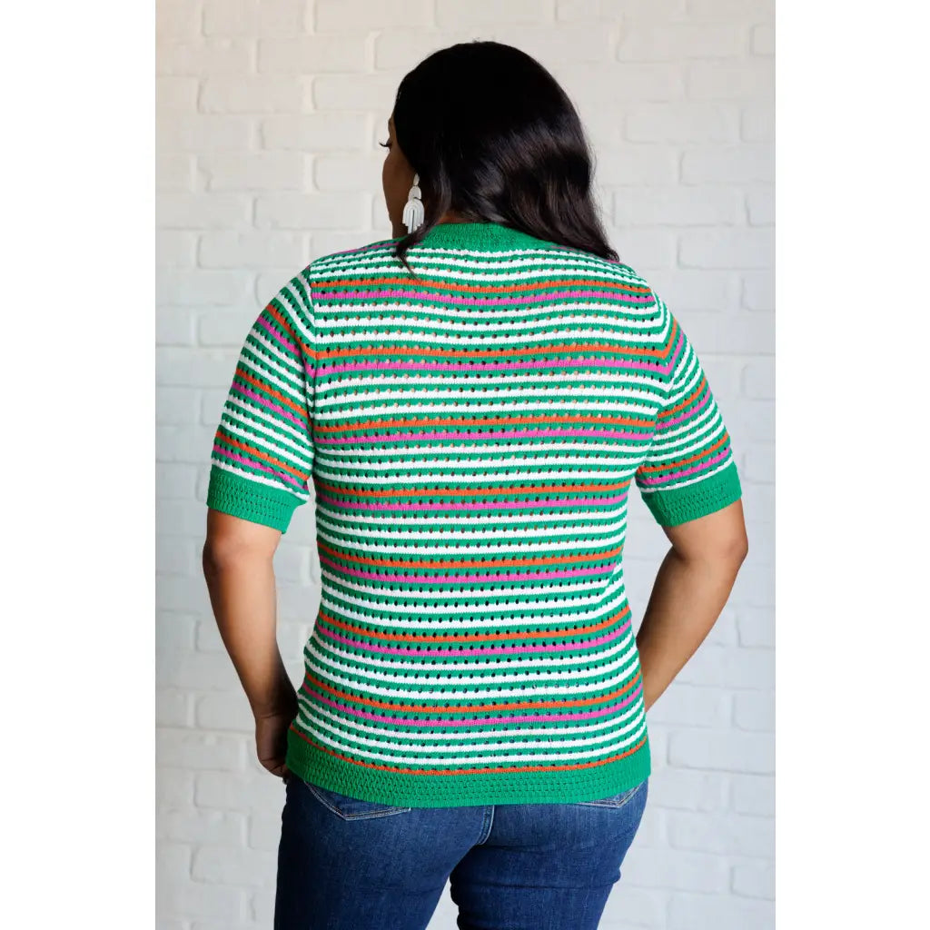 Shop our striped knit top in plus and standard sizes SM-3XL. High stretch sweater with flattering fit vibrant color