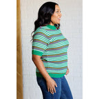 Shop our striped knit top in plus and standard sizes SM-3XL. High stretch sweater with flattering fit vibrant color