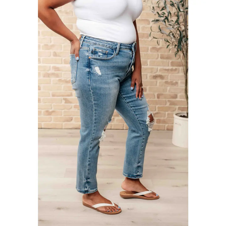 Frankie High Waist Distressed Boyfriend Judy Blue Jeans