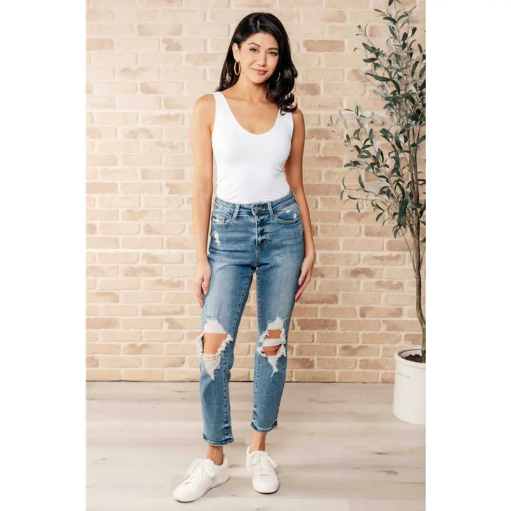 Frankie High Waist Distressed Boyfriend Judy Blue Jeans