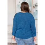 Elevate your style with the French Blue V-Neck Pullover—a luxe Boujee Chic chenille knit sweater a flattering v-neck