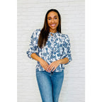 Chic Toile Print Blouse with bow and balloon sleeves. Available in regular curvy plus sizes. Fast 2–3 day shipping