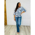 Chic Toile Print Blouse with bow and balloon sleeves. Available in regular curvy plus sizes. Fast 2–3 day shipping