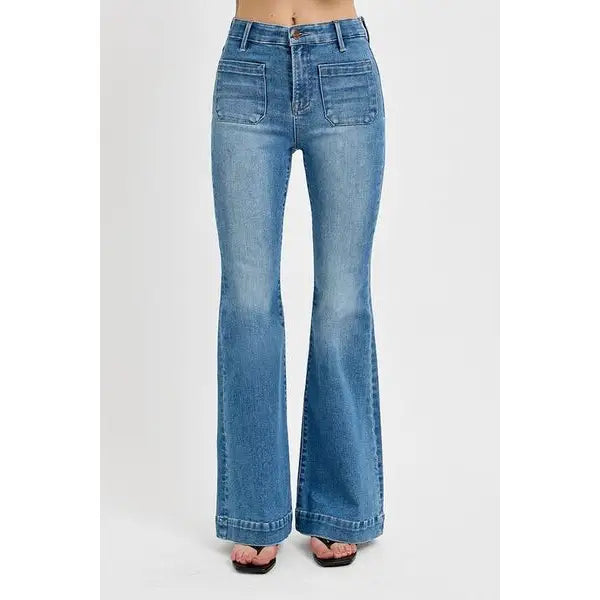 Front Patch Pocket Flare Jeans - 0(24)