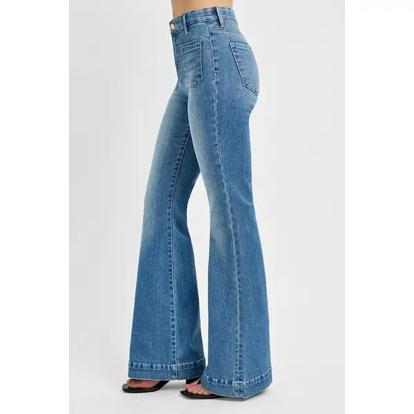 Front Patch Pocket Flare Jeans