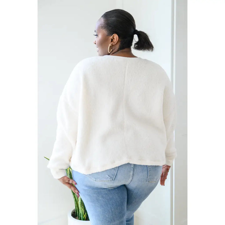 Fuzzy Cuddles Off White Sweater - Womens