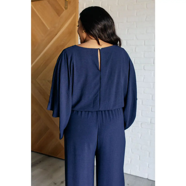 Going with the Flow Wide Leg Navy Jumpsuit - Jumpsuits &