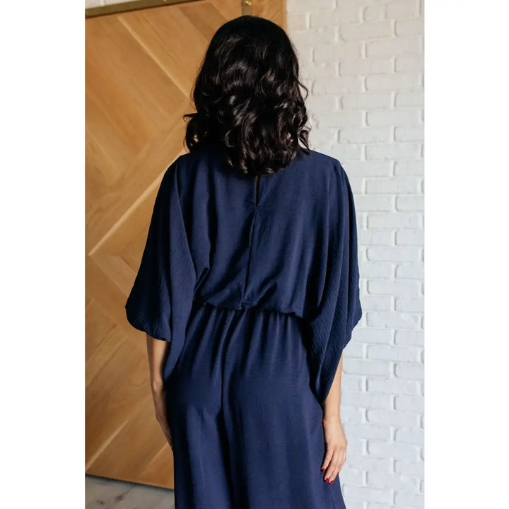 Going with the Flow Wide Leg Navy Jumpsuit - Jumpsuits &