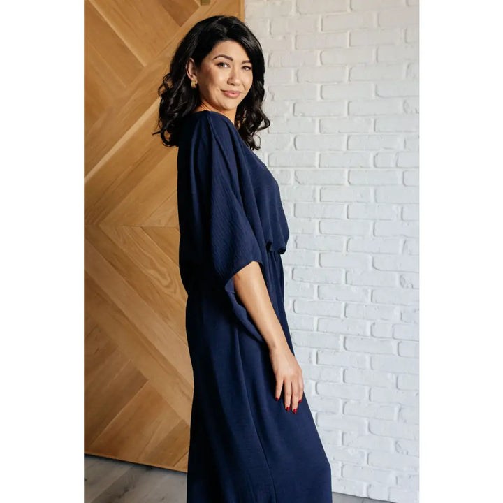 Going with the Flow Wide Leg Navy Jumpsuit - Jumpsuits &