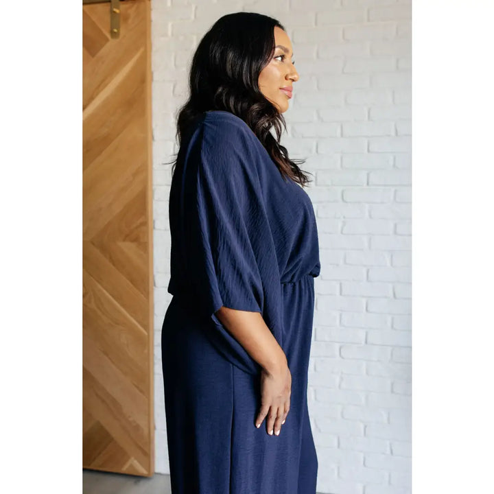 Going with the Flow Wide Leg Navy Jumpsuit - Jumpsuits &