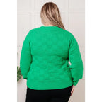 Our Green on Checked Sweater is a playful pullover made with cozy knit material. It features round ribbed neckline long