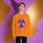 Halloween mini dachshund sweatshirt featuring Roxy Roo in a witch hat. Cozy playful plus size friendly. Available 9
