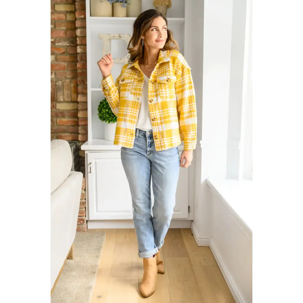 Pieces like our Hard To Miss Shacket In Mustard are hard to come by so make sure snag it while you can! Made