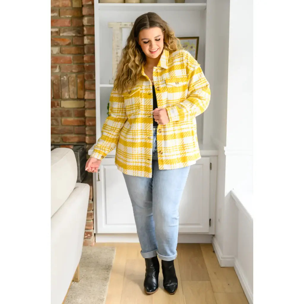 Pieces like our Hard To Miss Shacket In Mustard are hard to come by so make sure snag it while you can! Made