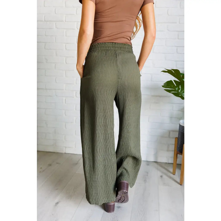 Harmony High Rise Wide Pants in Olive - Bottoms