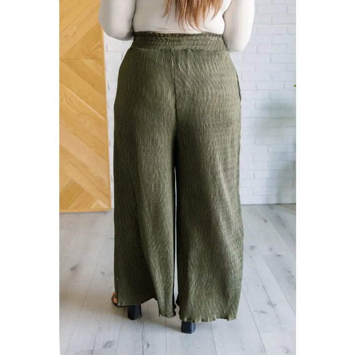 Harmony High Rise Wide Pants in Olive - Bottoms