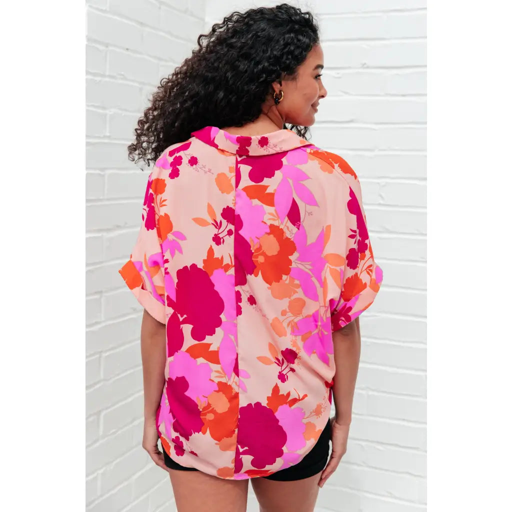 Unleash your inner cosmic queen with our Hazy Cosmic Jive Relaxed Blouse. Made luxurious poly satin this blouse