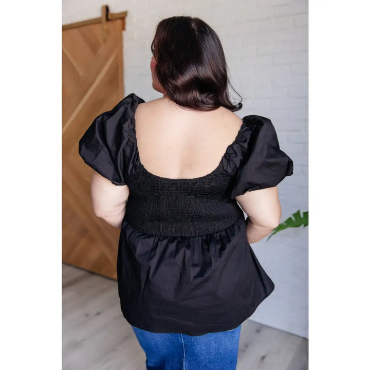 Her Favorite Records Balloon Sleeve Blouse in Black - Tops