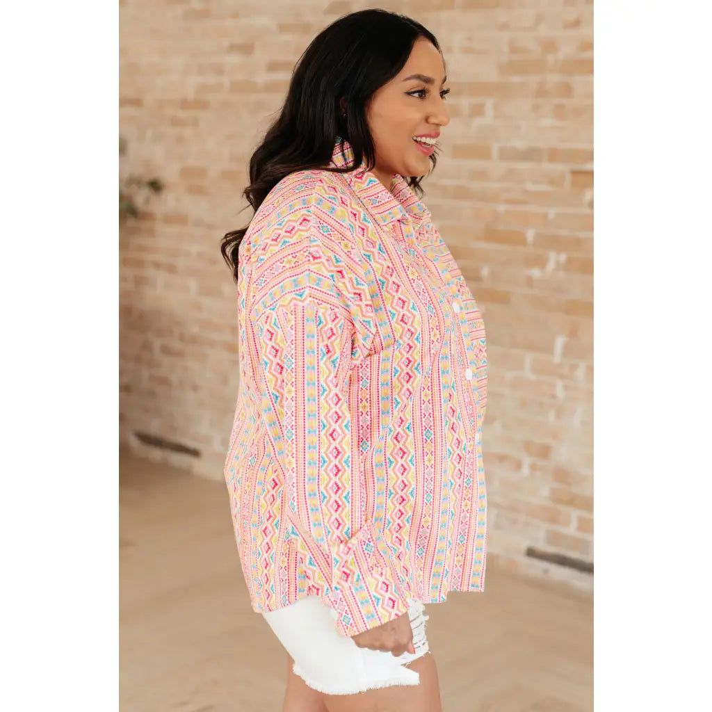 Put a geometric spin on your casual wardrobe with our Imagine When Corduroy Button Down shirt. This wearable work