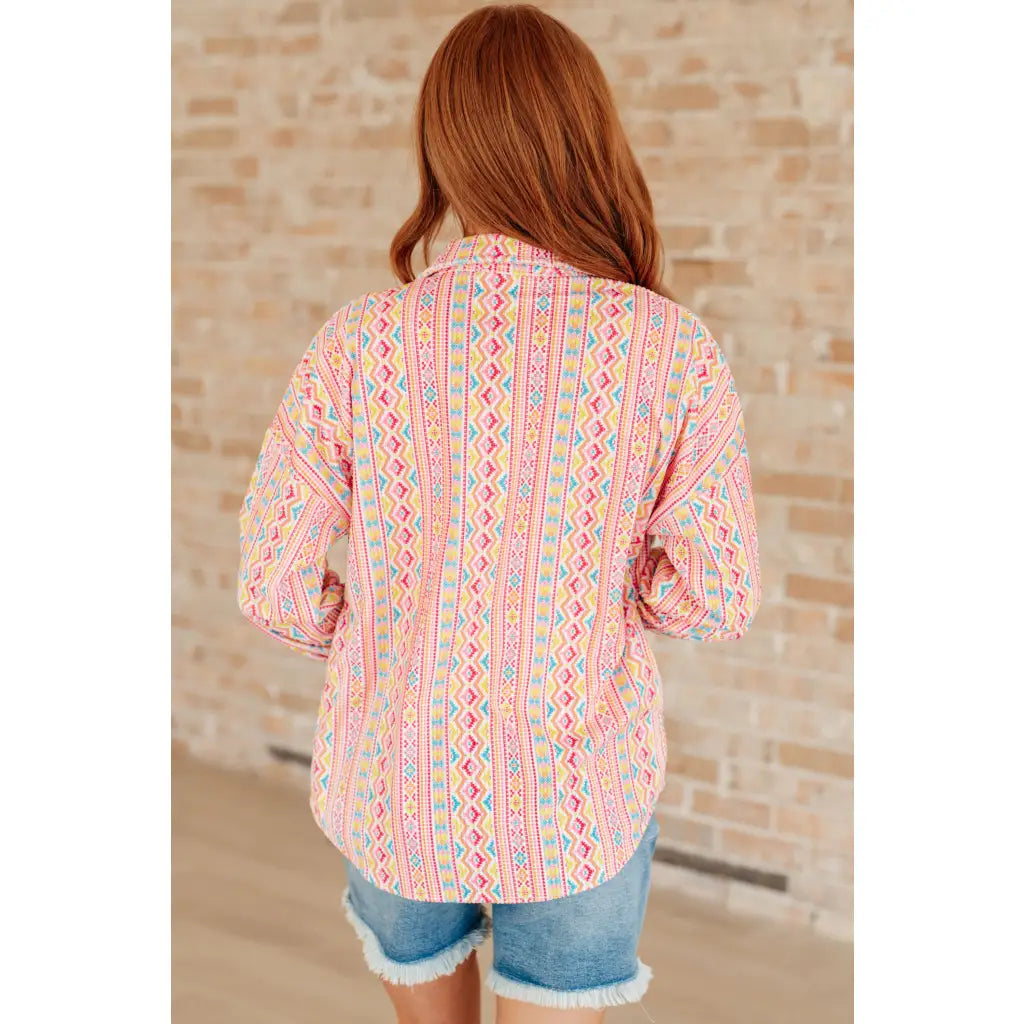 Put a geometric spin on your casual wardrobe with our Imagine When Corduroy Button Down shirt. This wearable work