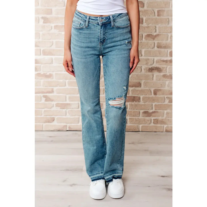 Isla Mid Rise Distressed Bootcut Judy Blue Jeans