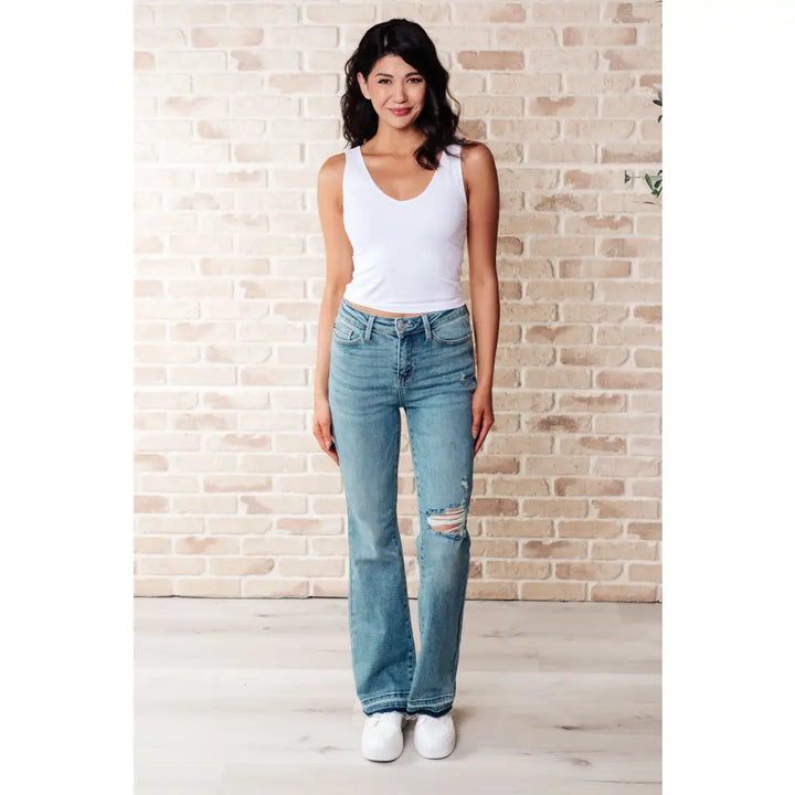 Isla Mid Rise Distressed Bootcut Judy Blue Jeans