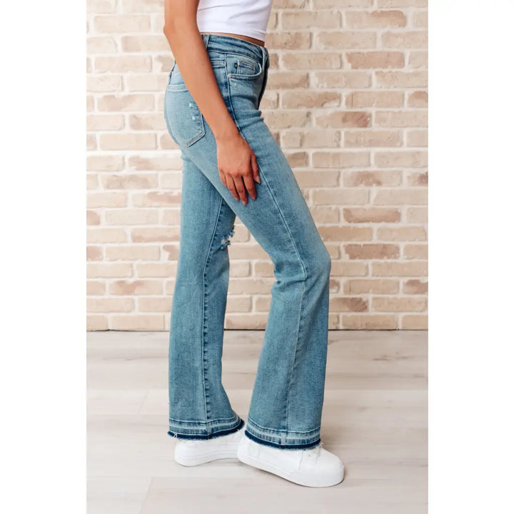 Isla Mid Rise Distressed Bootcut Judy Blue Jeans