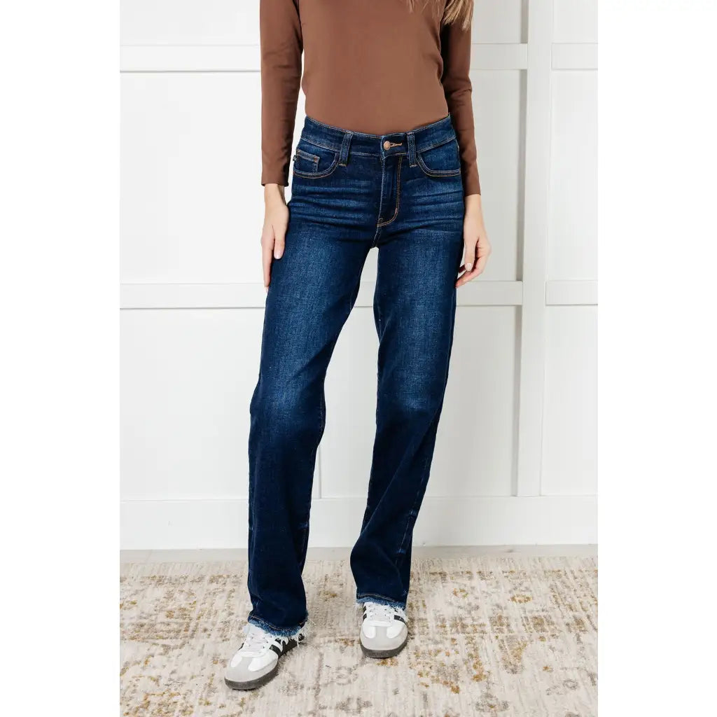 Our Jamie Lynn Mid Rise Judy Blue Jeans will elevate your casual look their dark wash and mostly non-distressed design.