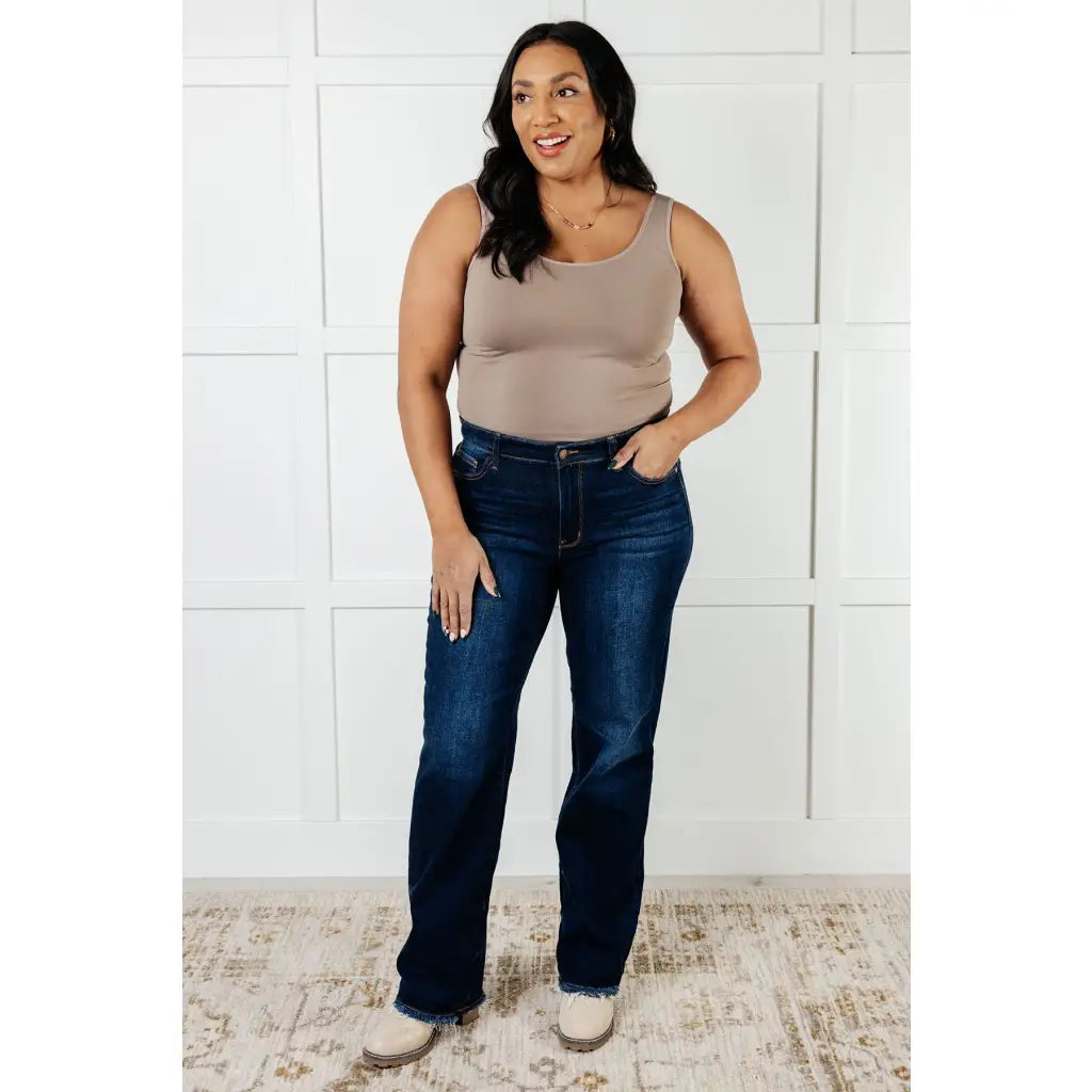 Our Jamie Lynn Mid Rise Judy Blue Jeans will elevate your casual look their dark wash and mostly non-distressed design.