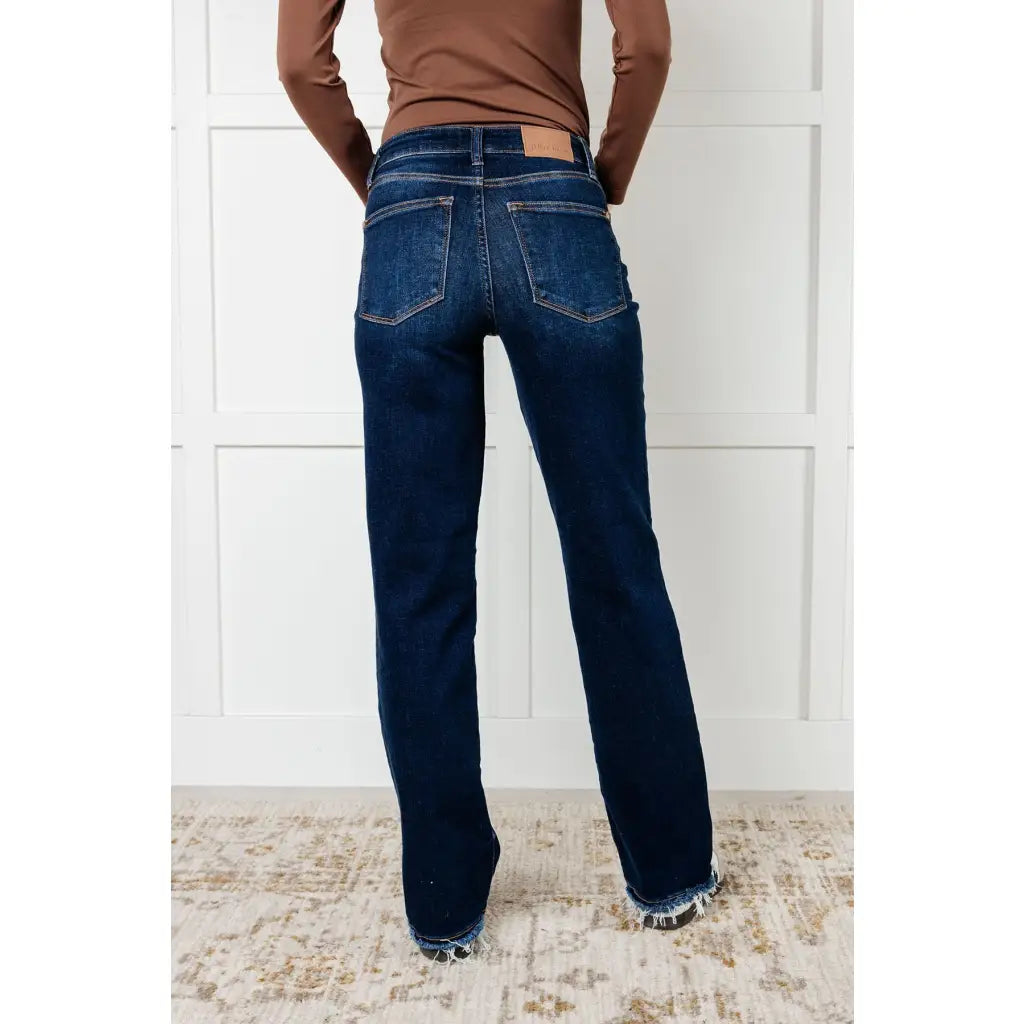 Our Jamie Lynn Mid Rise Judy Blue Jeans will elevate your casual look their dark wash and mostly non-distressed design.
