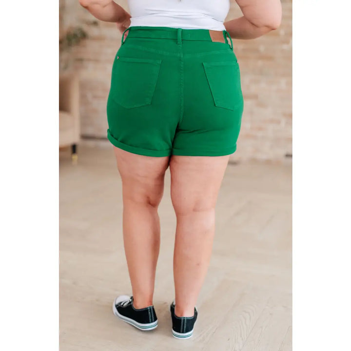 Jenna High Rise Control Top Cuffed Shorts in Green - Womens