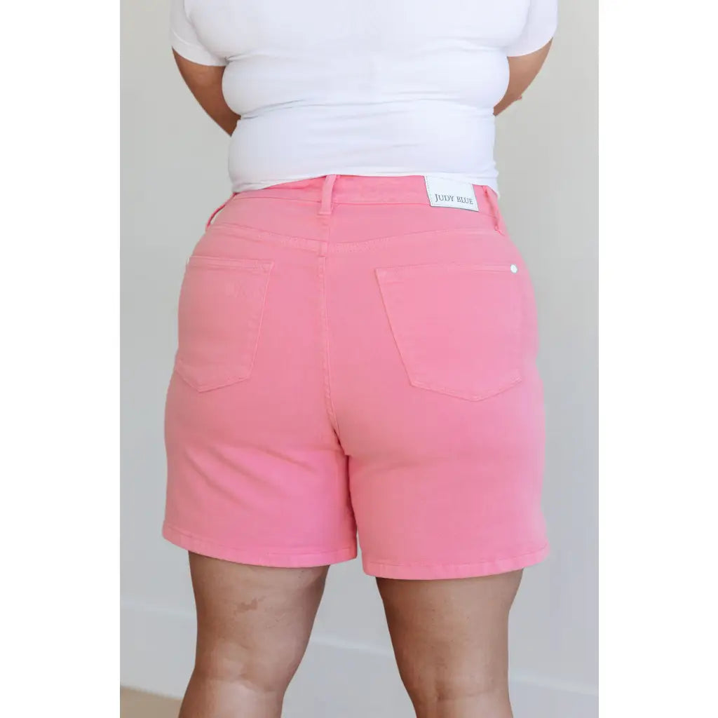 Get ready to rock these Jenna High Rise Control Top Cuffed Shorts in Pink from Judy Blue! Elevate your style