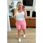Get ready to rock these Jenna High Rise Control Top Cuffed Shorts in Pink from Judy Blue! Elevate your style