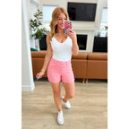 Get ready to rock these Jenna High Rise Control Top Cuffed Shorts in Pink from Judy Blue! Elevate your style