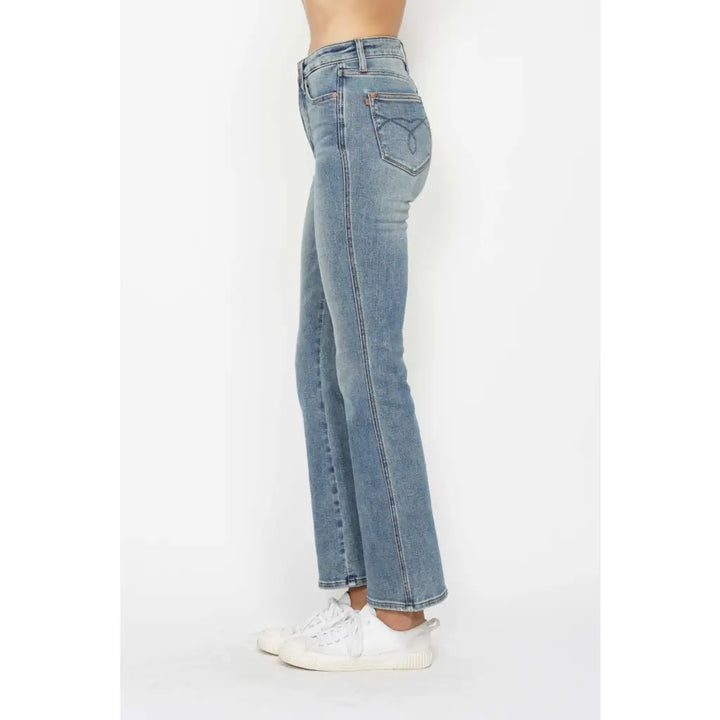 Judy Blue Tummy Control Bootcut Jeans flatter all shapes including curvy and plus sizes with embroidered pockets
