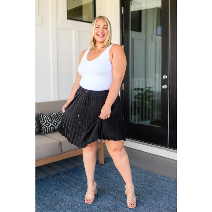 Just a Flirt Pleated Skirt in Black - Skirts