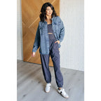 Our Just In Case Mineral Wash Shacket is made from mineral wash denim twill. This shacket features a raw hem and edge