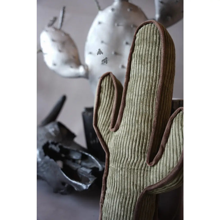 Kick A Cactus Corduroy Throw Pillow - CACTUS SHAPED PILLOW