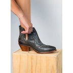 Our Kickin’ Booties in Dark Teal are perfection! From the genuine leather construction with intricate western inspired