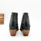 Our Kickin’ Booties in Dark Teal are perfection! From the genuine leather construction with intricate western inspired