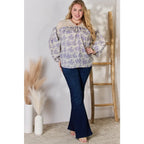 Our Lace in Detail Printed Blouse is a feminine and stylish top that combines the delicate lace accents beautiful lilac
