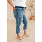 Introducing our Laura Mid Rise Cuffed Skinny Capri Jeans by Judy Blue your new go-to 4-way stretchy denim. The mid rise