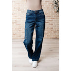 Our Leila Cargo Judy Blue Jeans feature a trendy high rise fit versatile straight cut and cargo pockets. The 4-way