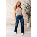 Our Leila Cargo Judy Blue Jeans feature a trendy high rise fit versatile straight cut and cargo pockets. The 4-way