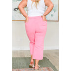 Slip into style and comfort with our Lisa Control Top Wide Leg Crop Jeans in Pink from Judy Blue. Featuring tummy