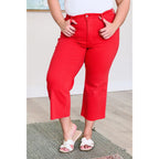 Slip into style and comfort with our Lisa High Rise Control Top Cropped Jeans in Red from Judy Blue. Featuring tummy