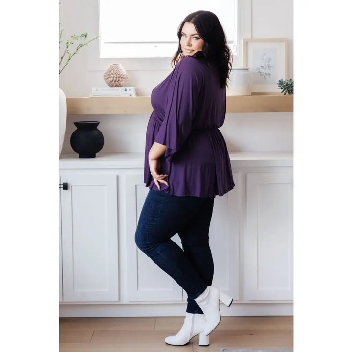 Love On The Line Purple Peplum Blouse - Womens